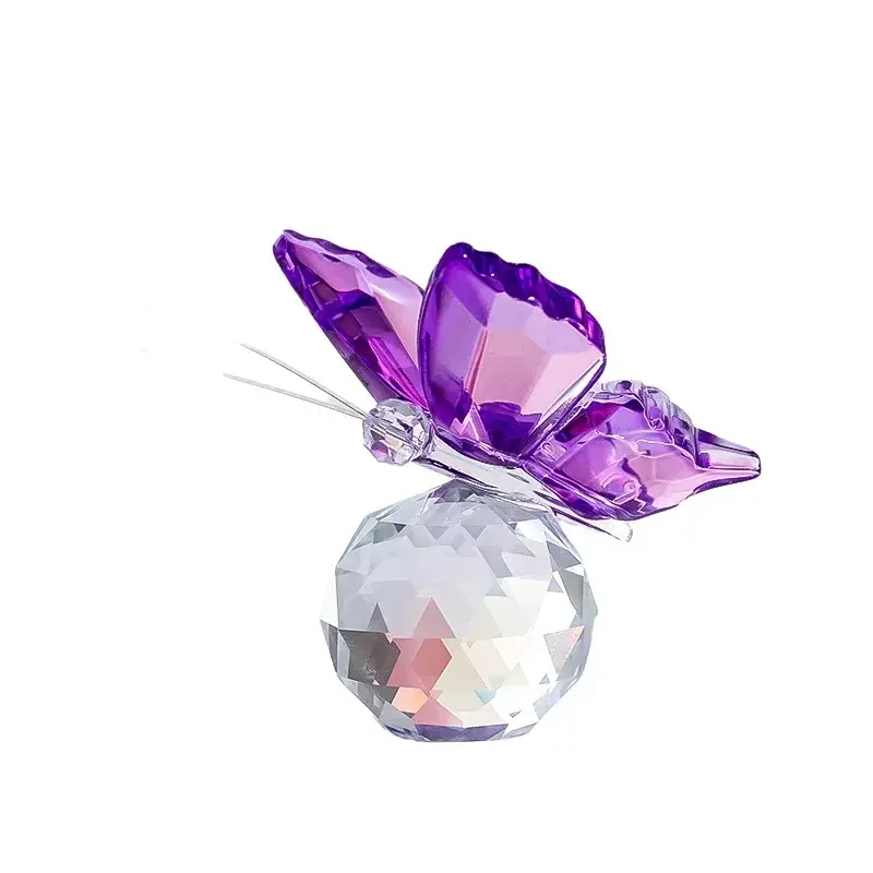 Crystal Butterfly Figurine Animal Ornaments Crafts Glass Paperweight Home Wedding Decoration Miniature Souvenir Gifts