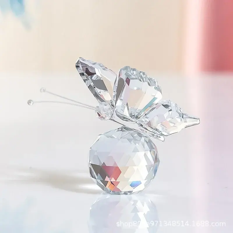 Crystal Butterfly Figurine Animal Ornaments Crafts Glass Paperweight Home Wedding Decoration Miniature Souvenir Gifts
