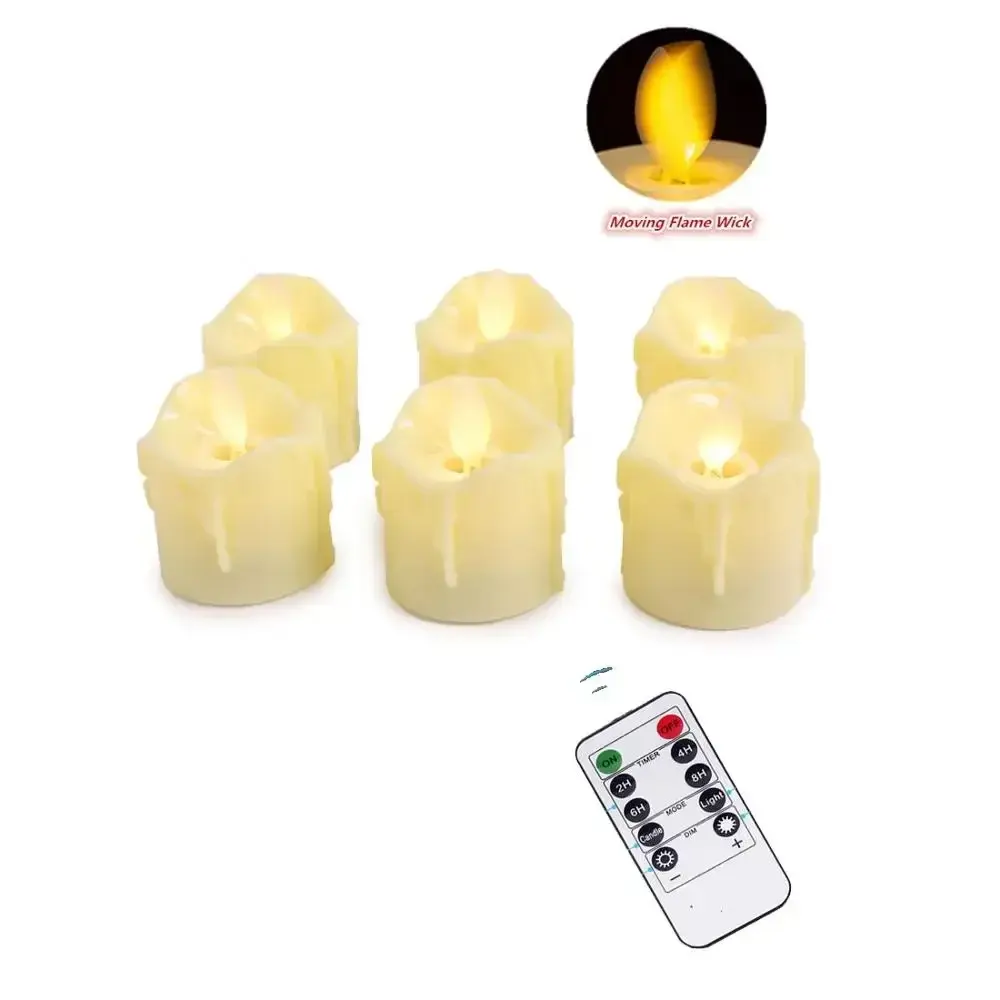 LED Light Remote Battery Operated Electric Candles Flickering Moving Wick Christmas LED Tea Light Candles Holiday Decorations