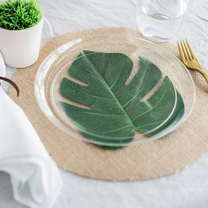 10pcs Round Linen Jute Burlap Table Placemat Table Mat for Dinner Table Tea Cup Plates Mat for Home Wedding Birthday Party Decor