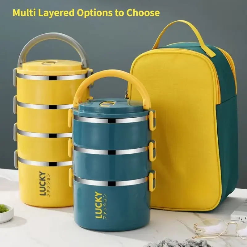 1/2/3/4 Layer Portable Lunch Box Thermo Insulation Bento Thermos Containers Bento Bag Food Warmer for Kids Food Containers
