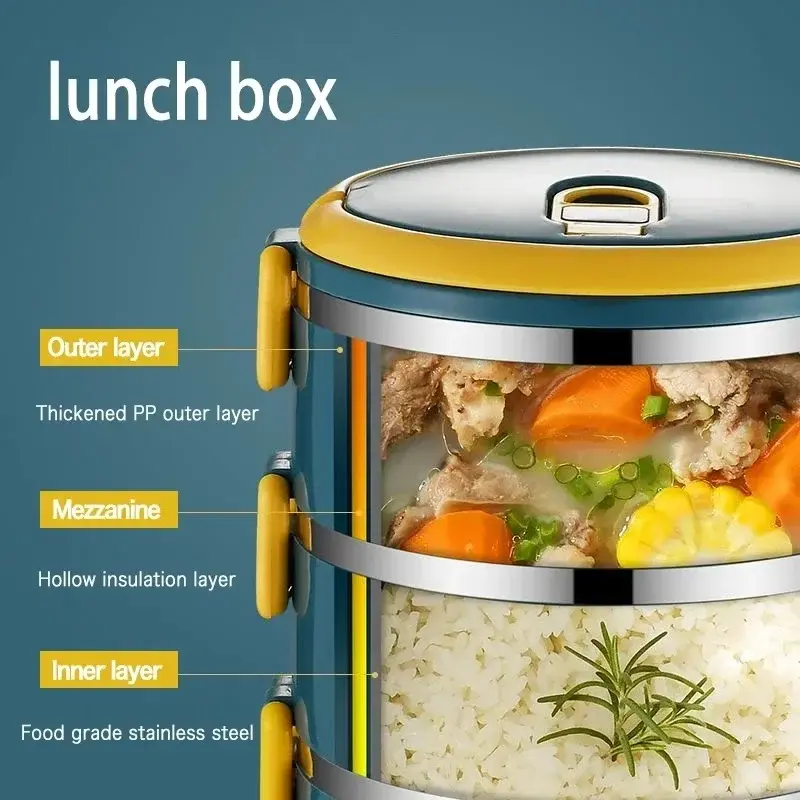 1/2/3/4 Layer Portable Lunch Box Thermo Insulation Bento Thermos Containers Bento Bag Food Warmer for Kids Food Containers