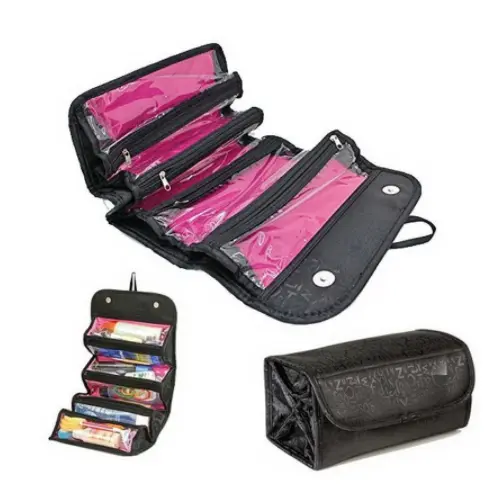 Make Up Cosmetic Bag Case Women Makeup Bag Hanging Toiletries Travel Kit Jewelry Organizer Fold Cosmetic Case Professional