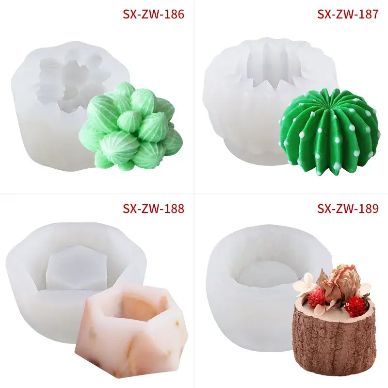 Simulation Succulent Plants Silicone Mold 3D Scented Plaster Candle Mold Soft Candy Chocolate Cake Stencil Handmade Soap Making