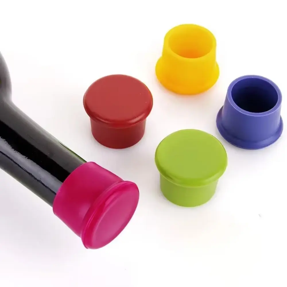 1pc Silicone Wine Bottle Caps Silicone Red Wine Bottle Caps Candy-colored Reusable Fresh-keeping Seal Beer Bottle Caps