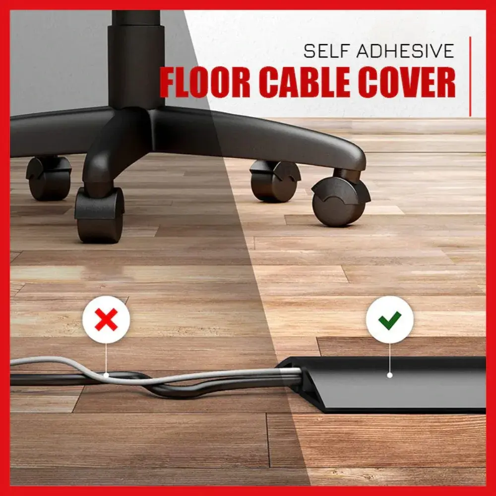 Cable Concealer Manage Anti-extrusion Floor Cord Cover Arc 2CM/2.5CM Cord Protector Self-Adhesive Durable Electric Wire Slot