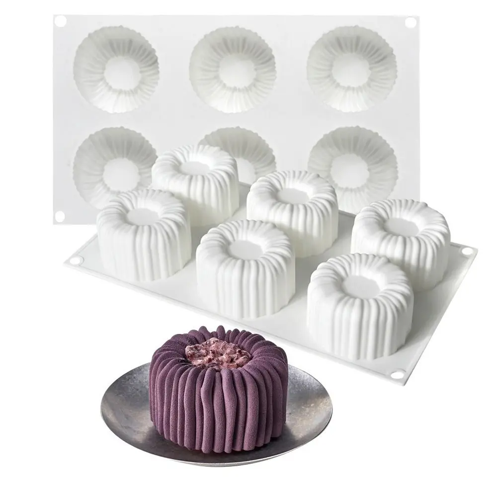 Round Flower Design Bento Cake Silicone Mold Silicone Material Dessert Making 3D Soap Candle Wax Mould Gypsum Making
