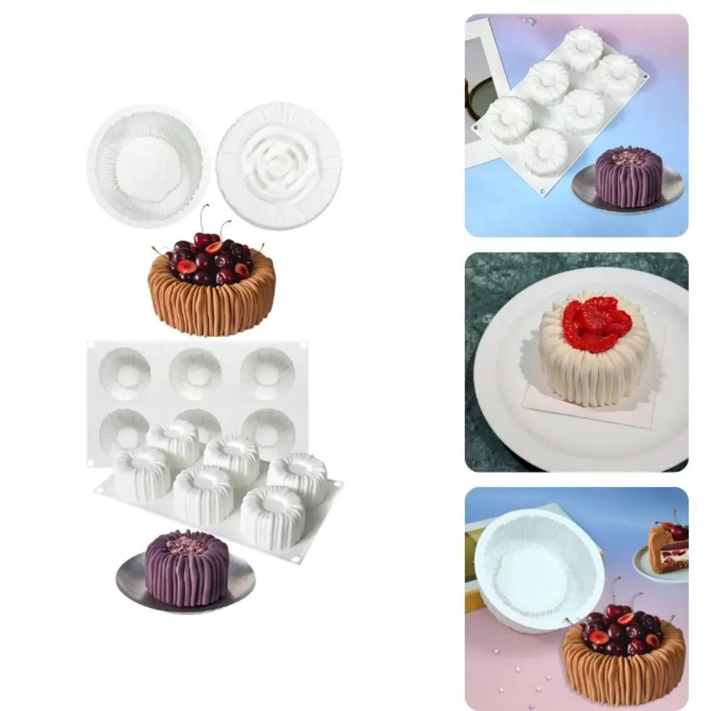 Round Flower Design Bento Cake Silicone Mold Silicone Material Dessert Making 3D Soap Candle Wax Mould Gypsum Making