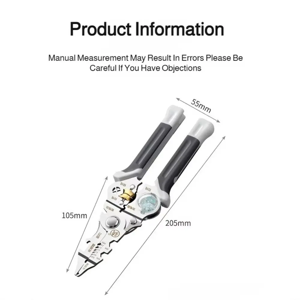 10 IN 1 Wire Stripper Pulling Wires Foldable Cable Electrician Stripper Durable Cutting Function Electricity Measurement Plier