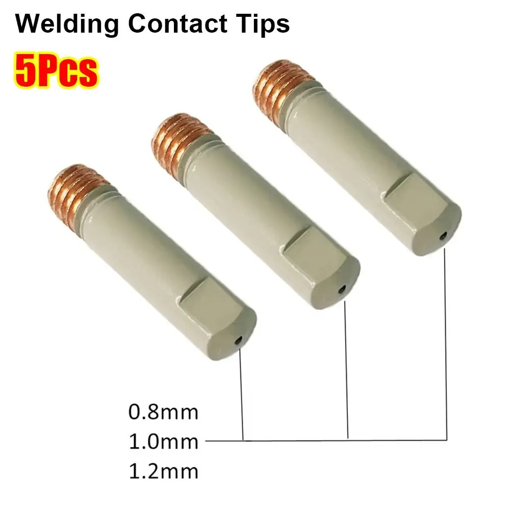 5Pcs Coating Protect Welding Contact Tips 0.8/1.0/1.2mm 25mm M6 MIG Nozzle Tip Copper Conductive Welding Tool Parts