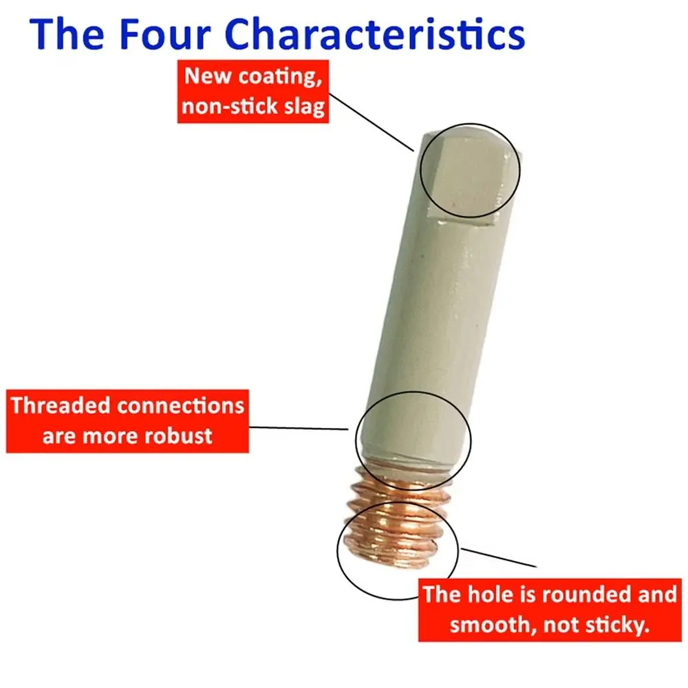 5Pcs Coating Protect Welding Contact Tips 0.8/1.0/1.2mm 25mm M6 MIG Nozzle Tip Copper Conductive Welding Tool Parts