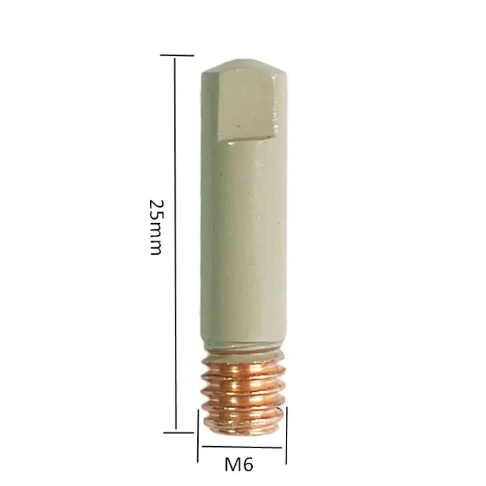 5Pcs Coating Protect Welding Contact Tips 0.8/1.0/1.2mm 25mm M6 MIG Nozzle Tip Copper Conductive Welding Tool Parts