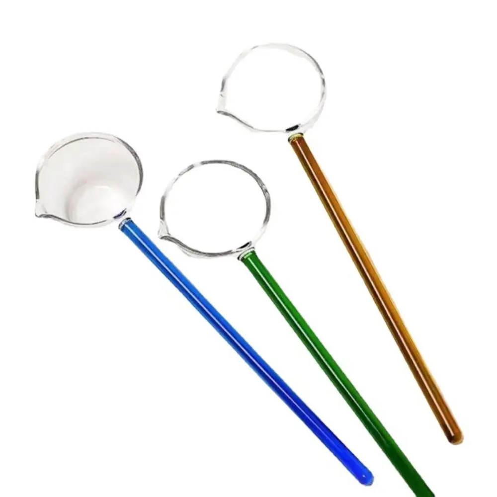 Stained Glass Colorful Home Kitchen High Temperature Resistant Glass Spoon Coffee Scoops Long Handle Stirring Spoons