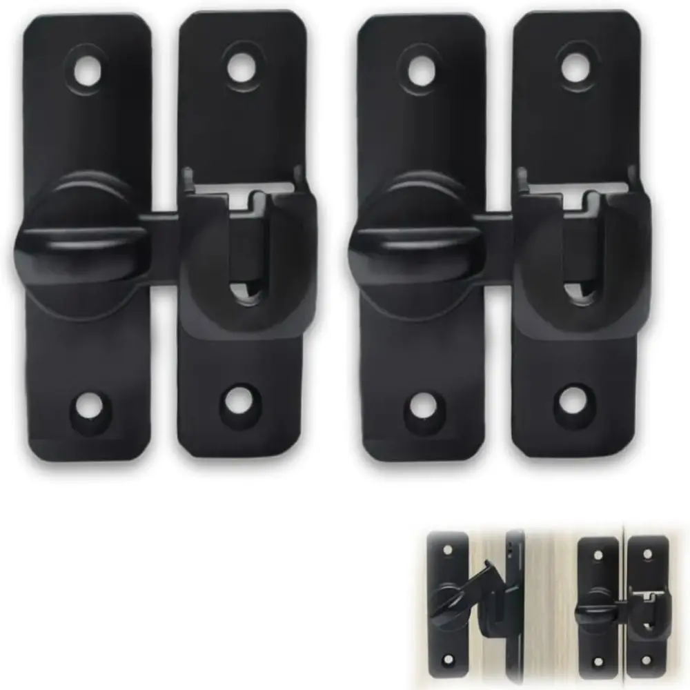 New Aluminum Alloy Anti-theft Door Buckles Hardware Durable Flip Latch Lock Anti-theft 90 Degree Security Bolt Latch Door