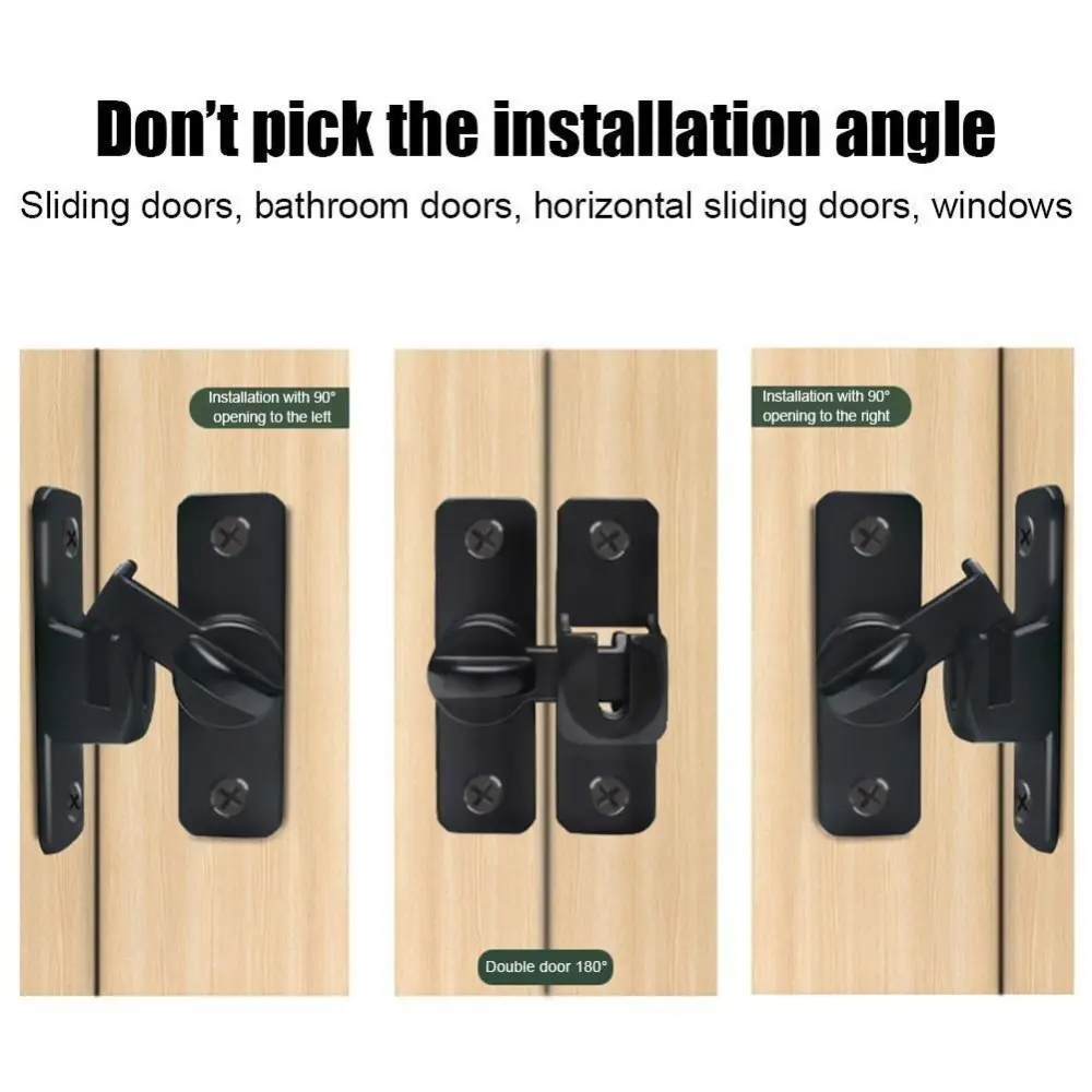 New Aluminum Alloy Anti-theft Door Buckles Hardware Durable Flip Latch Lock Anti-theft 90 Degree Security Bolt Latch Door