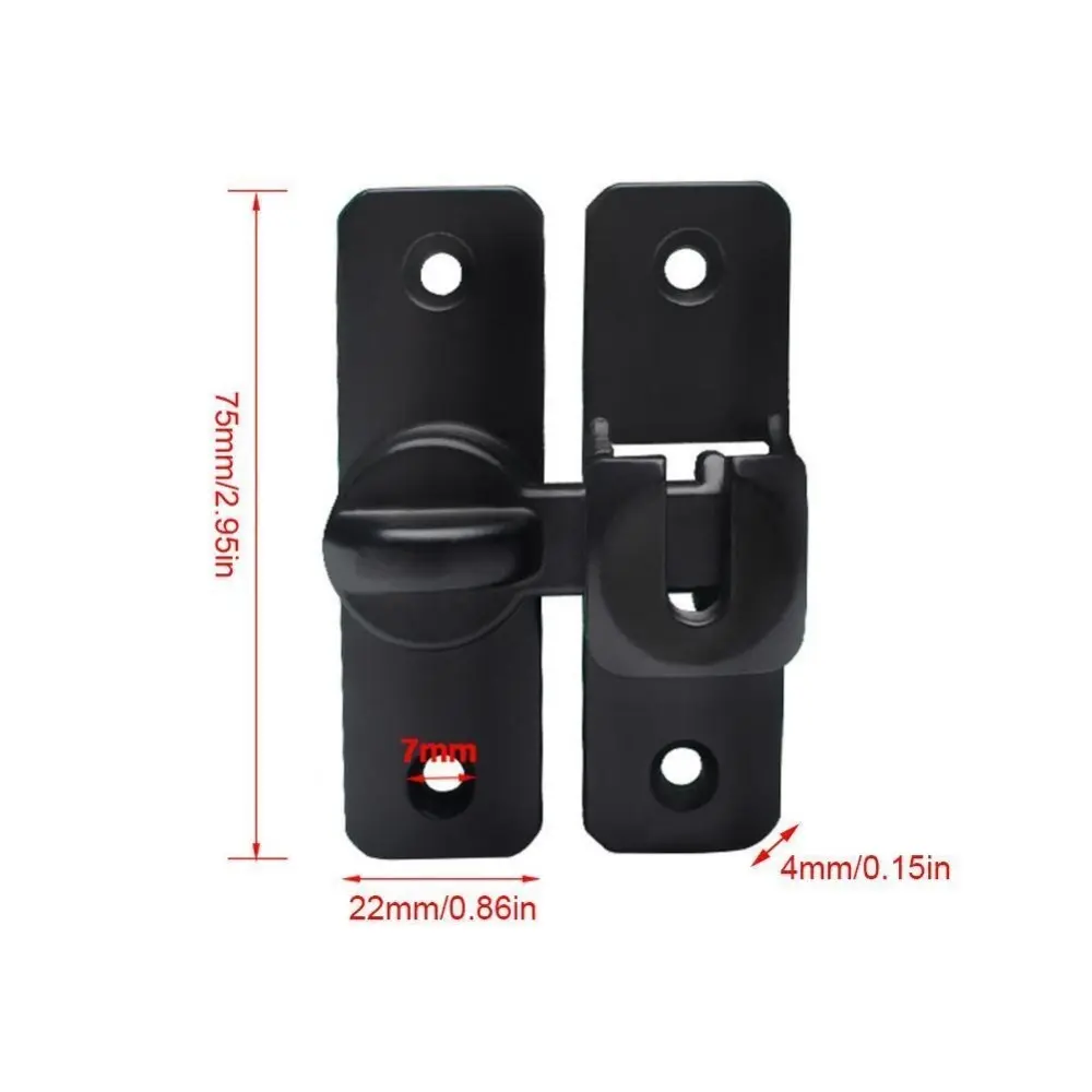 New Aluminum Alloy Anti-theft Door Buckles Hardware Durable Flip Latch Lock Anti-theft 90 Degree Security Bolt Latch Door
