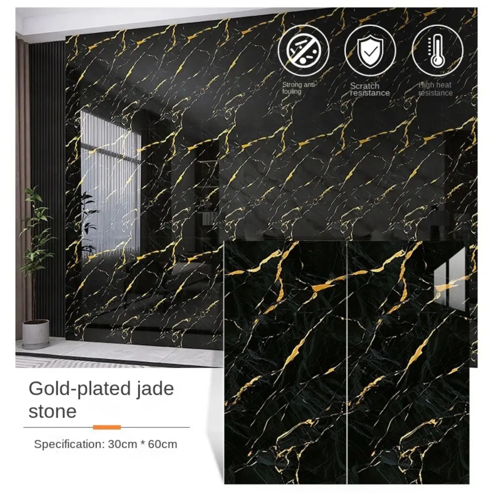 New 30x60cm Wall Stickers PVC Waterproof Marble Tiles Self Adhesive Floor Tile Sticker Bathroom Living Room