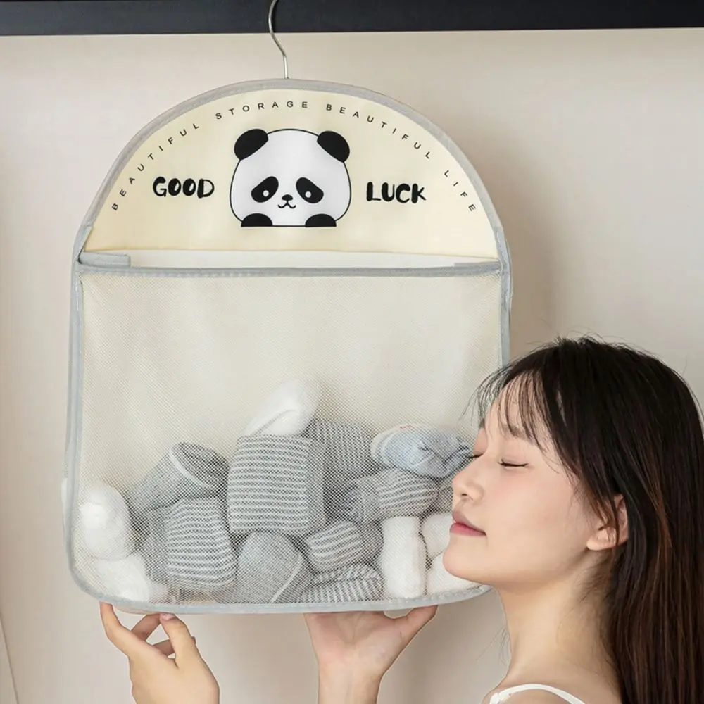 Large Capacity Storage Mesh Bag Underwear Socks Storage with Clothes Hanger Hanging Mesh Bag Wardrobe Organizer Polyester