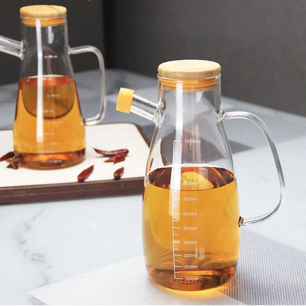Durable Food-grade Oil Dispenser Bottle Leak-Proof Large Capacity Oil Storage Container 900/1000ML Glass Oil Pot Household