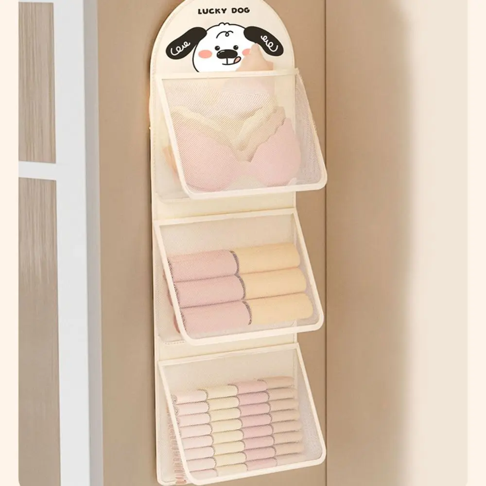Large Capacity Storage Mesh Bag Underwear Socks Storage with Clothes Hanger Hanging Mesh Bag Wardrobe Organizer Polyester