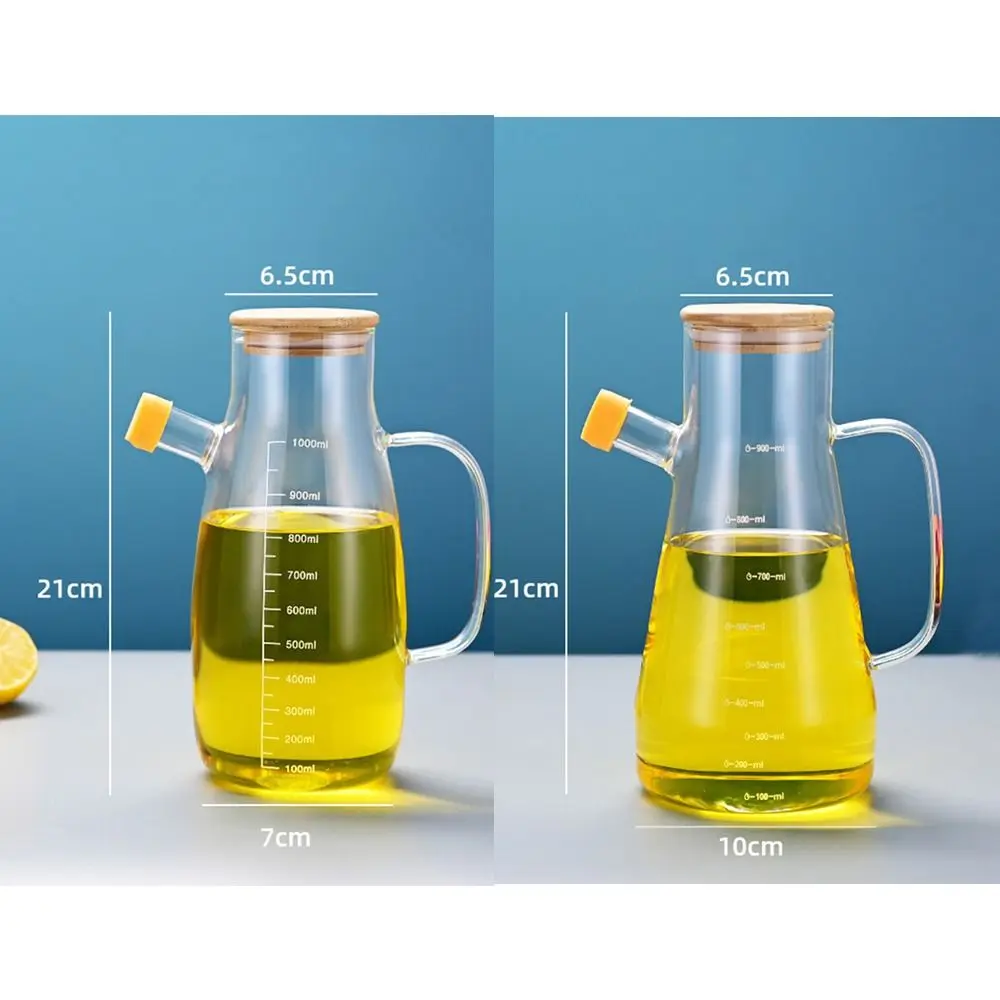 Durable Food-grade Oil Dispenser Bottle Leak-Proof Large Capacity Oil Storage Container 900/1000ML Glass Oil Pot Household