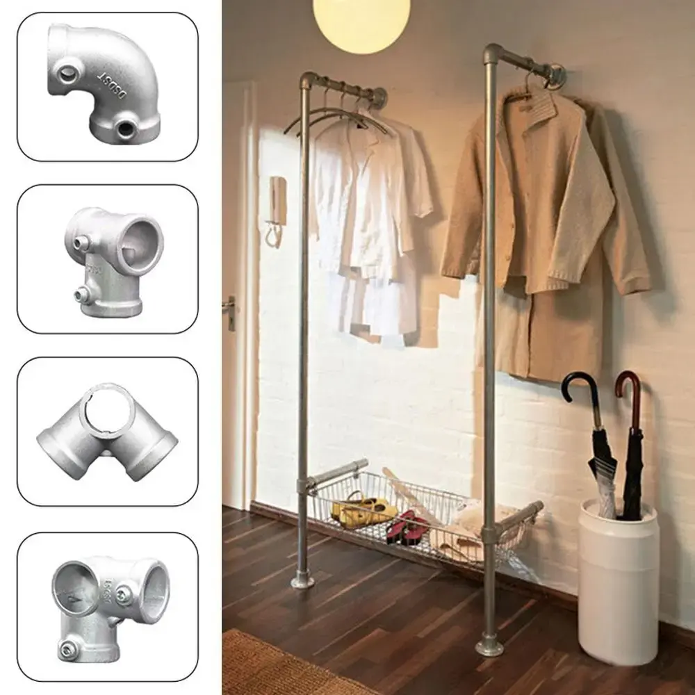 1\2''/3\4" Pipe Fitting Connector Fixed buckle Aluminum Alloy Steel Frame Fasteners Corner Elbow Circular Pipe Connector