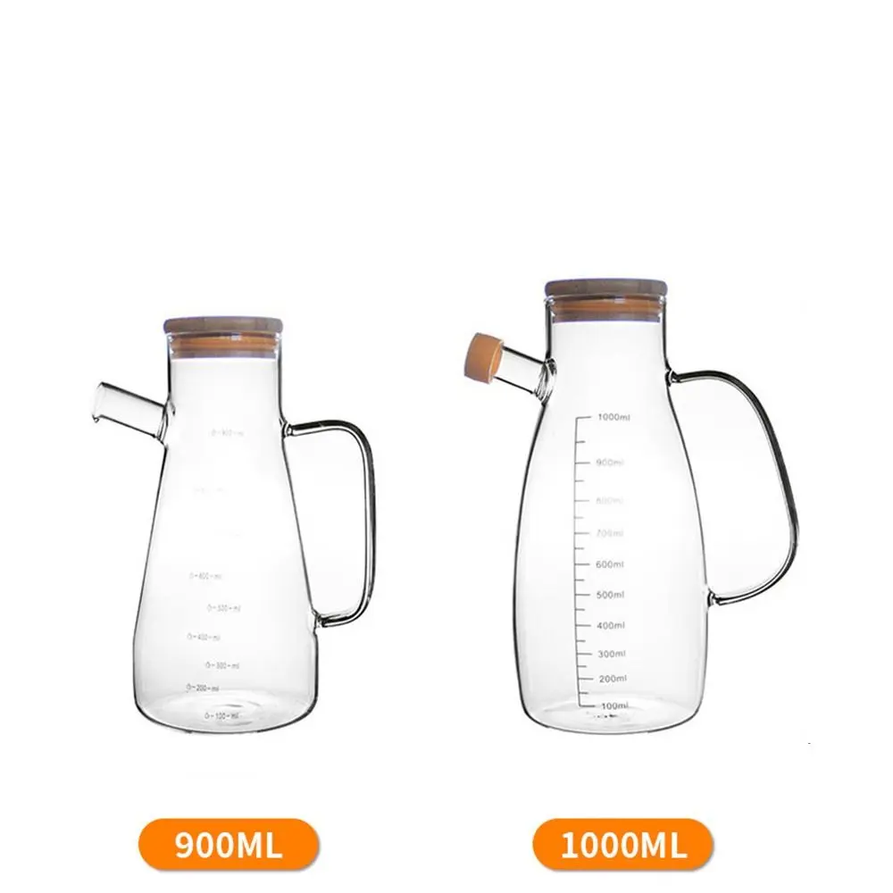 Durable Food-grade Oil Dispenser Bottle Leak-Proof Large Capacity Oil Storage Container 900/1000ML Glass Oil Pot Household