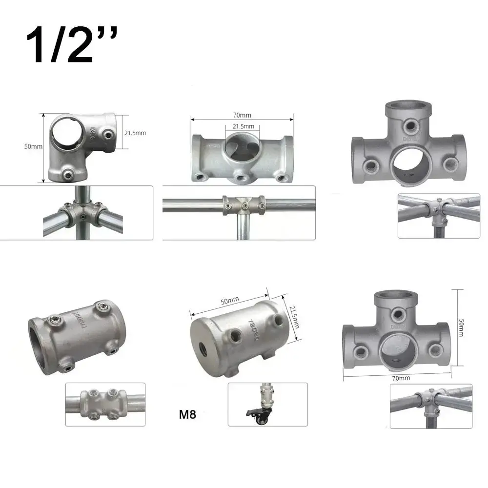 1\2''/3\4" Pipe Fitting Connector Fixed buckle Aluminum Alloy Steel Frame Fasteners Corner Elbow Circular Pipe Connector