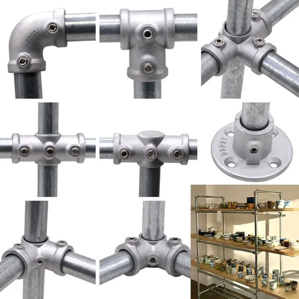 1\2''/3\4" Pipe Fitting Connector Fixed buckle Aluminum Alloy Steel Frame Fasteners Circular DIY Circular Pipe Connector pipes