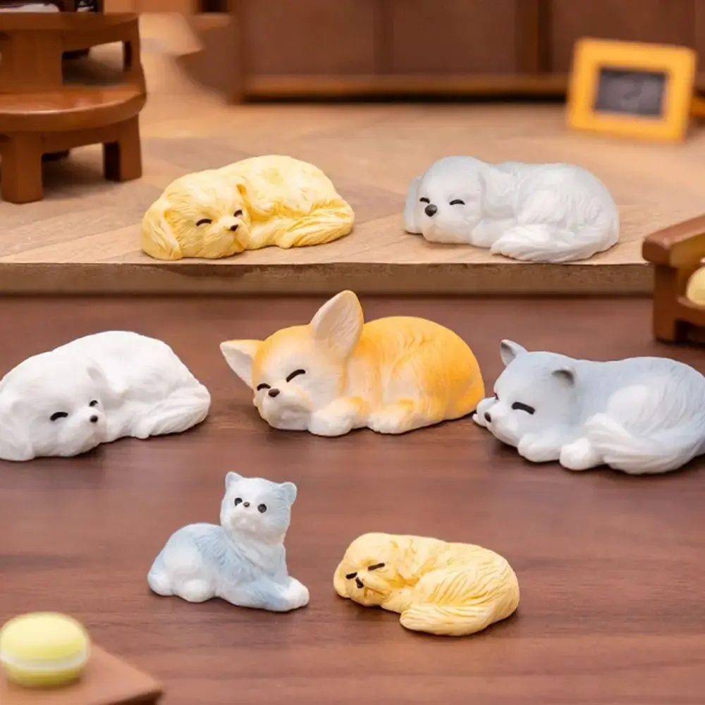 New Cute Cartoon Puppy Statue Resin DIY Crafts Mini Animals Figurine Home Decorations Car Ornament Miniature Dog Figurines