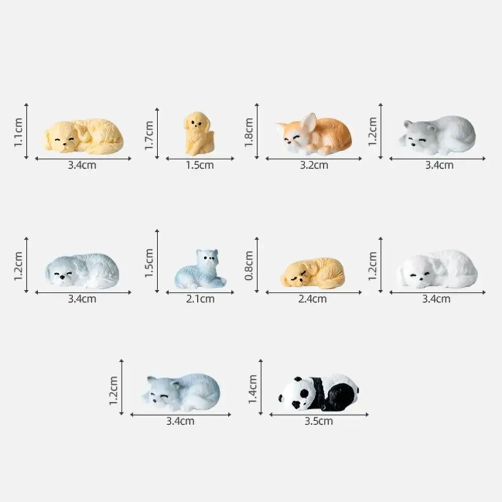 New Cute Cartoon Puppy Statue Resin DIY Crafts Mini Animals Figurine Home Decorations Car Ornament Miniature Dog Figurines