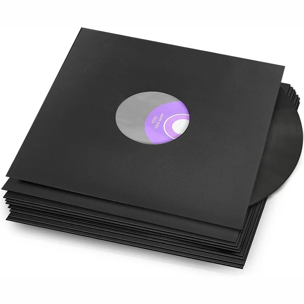 New Black White Vinyl Records Sleeve 7/10/12inch Paper & Poly Lined Record Protection LP Record Cover