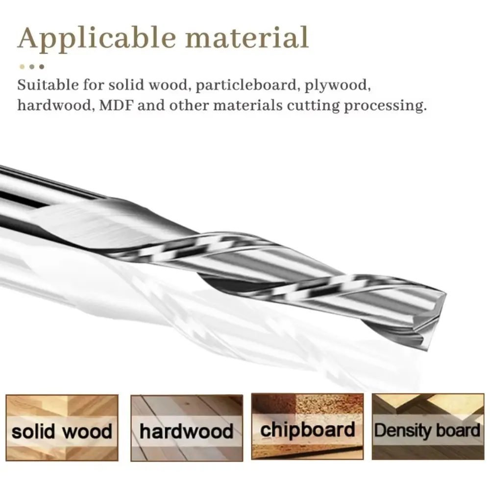 Spiral Design 2 Flute Wood End Mill 1/8"(3.175mm) Shank 2.0-3.175mm CNC Router Bit Up Cut HRC45 Engraving Tools CNC Machining