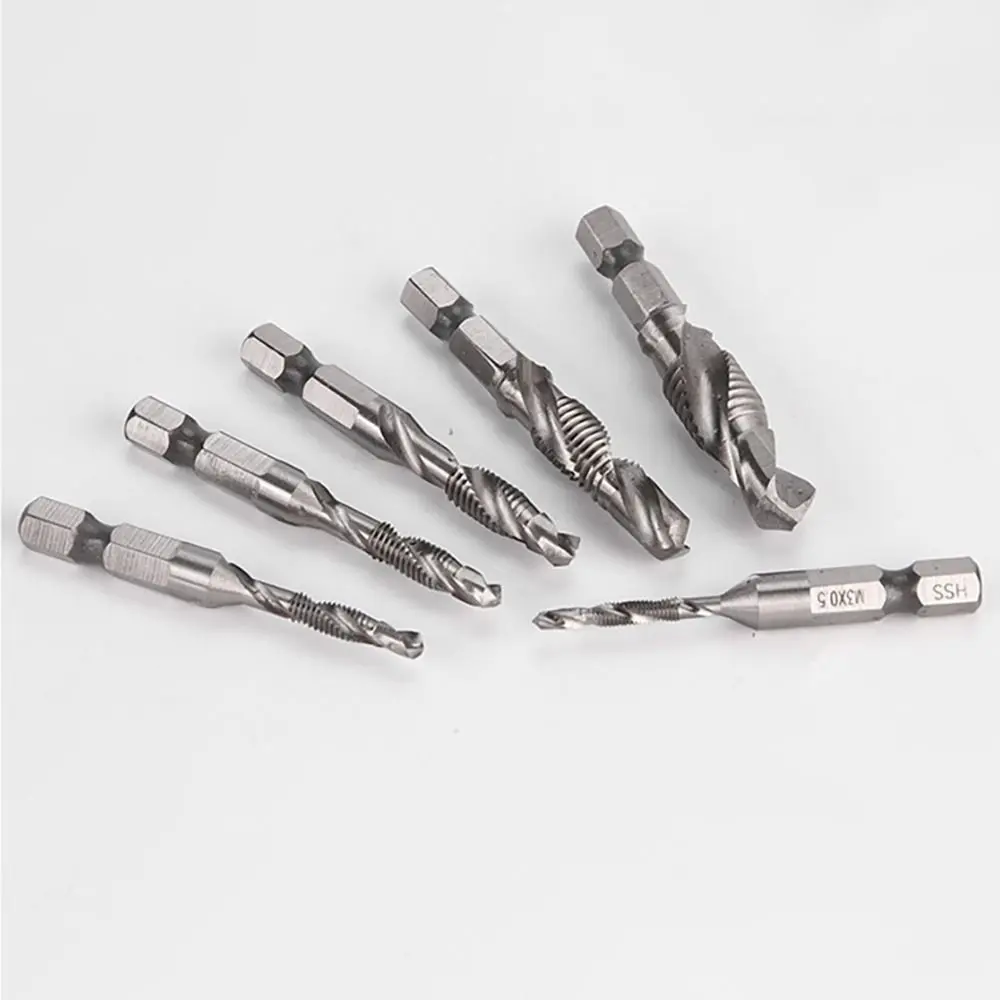 Hex Shank Titanium Plated HSS Screw Thread Metric Tap Drill Bits Screw Machine Compound Tap M3 M4 M5 M6 M8 M10 Hand Tools