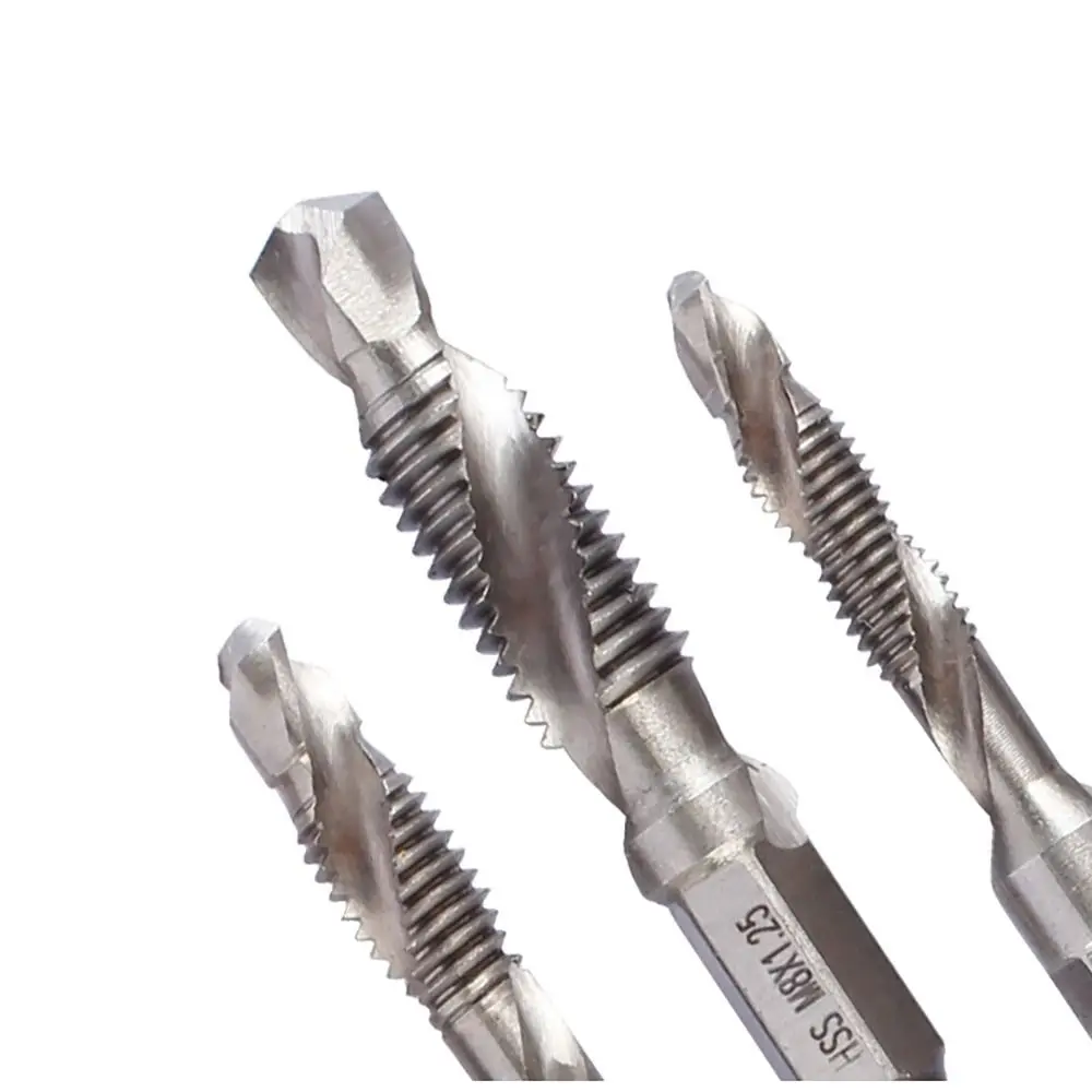 Hex Shank Titanium Plated HSS Screw Thread Metric Tap Drill Bits Screw Machine Compound Tap M3 M4 M5 M6 M8 M10 Hand Tools