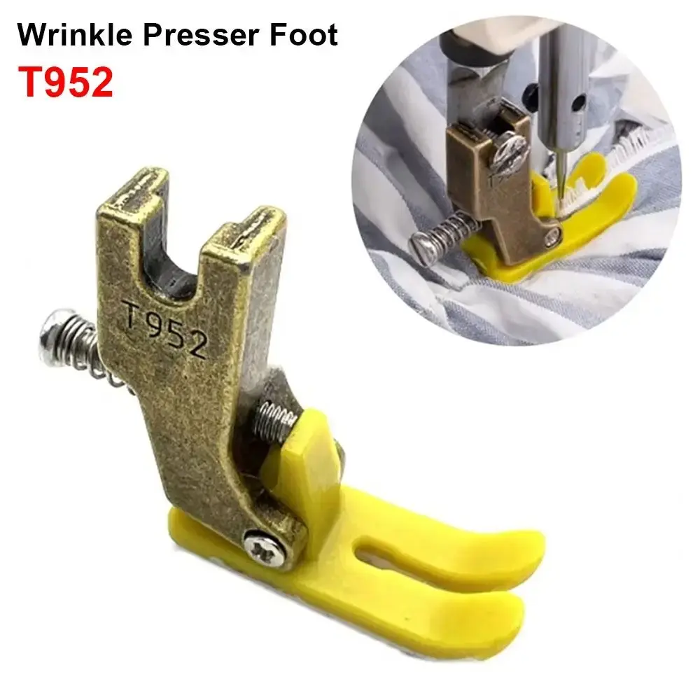 1Pcs Flat Wagon T952 Wrinkle Presser Foot Adjustable Steel Closing Lockstitch Presser Feet Plastic Sewing Machine Accessory