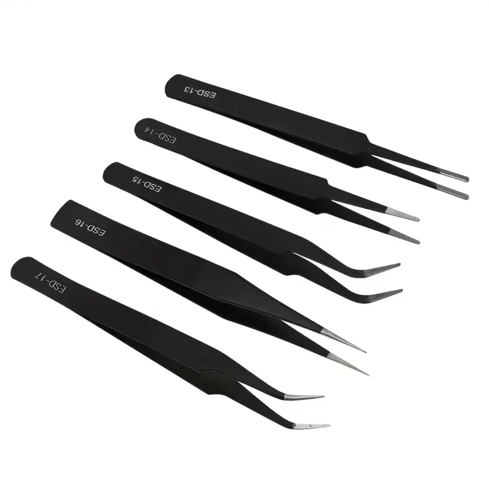 Stainless Steel ESD Anti-Static Tweezers Eyebrow Clip Precision Precision Tweezers Set Curved Straight Durable Tweezers