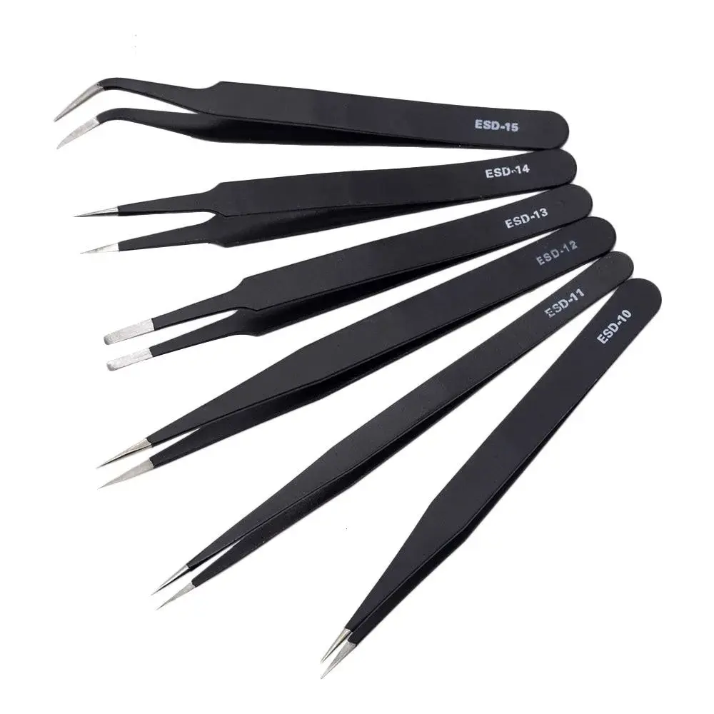 Stainless Steel ESD Anti-Static Tweezers Eyebrow Clip Precision Precision Tweezers Set Curved Straight Durable Tweezers