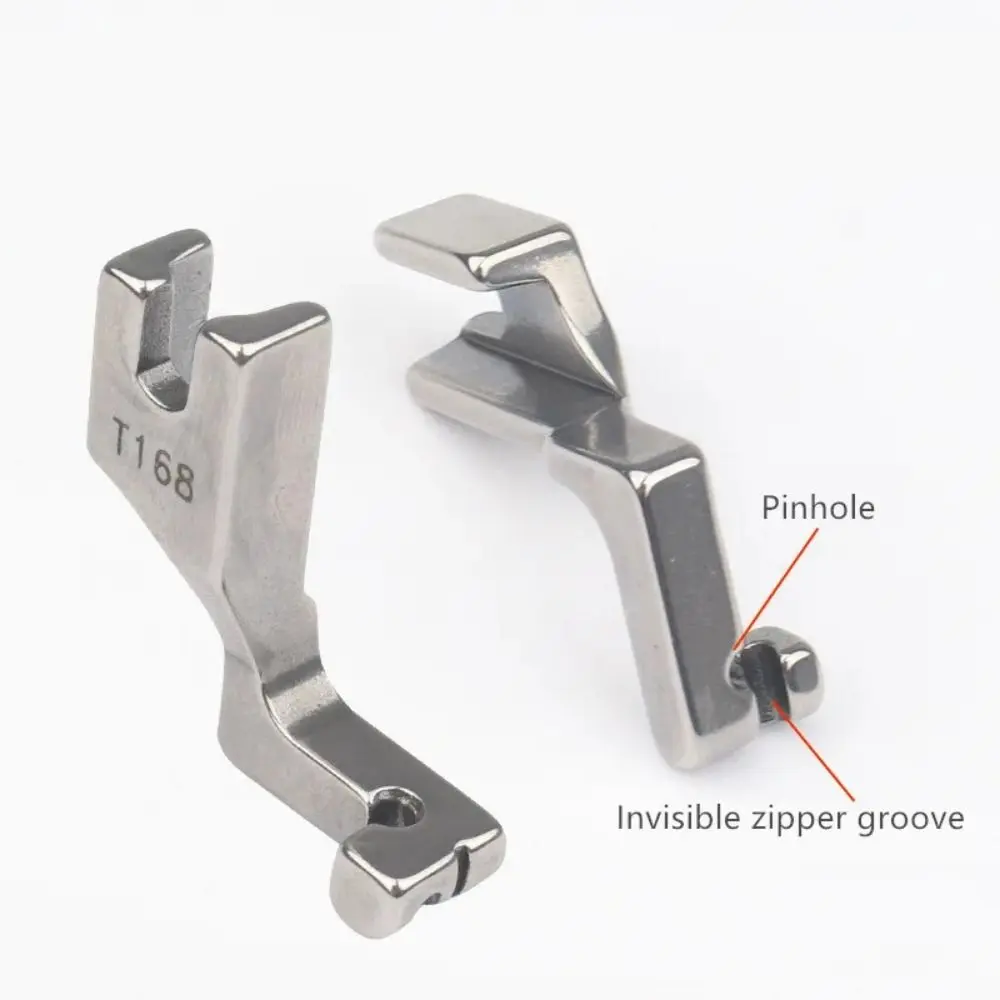S518L/T168 Random Industrial Sewing Machine Lockstitch Flat Steel Single-Sided Invisible Zipper Presser Foot Sewing Accessories
