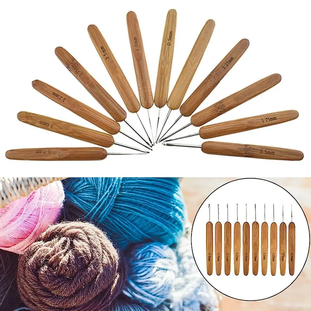 New Bamboo Wooden Crochet Hooks Small Size Long Knitting Needles Yarn Weave Tool Sweater