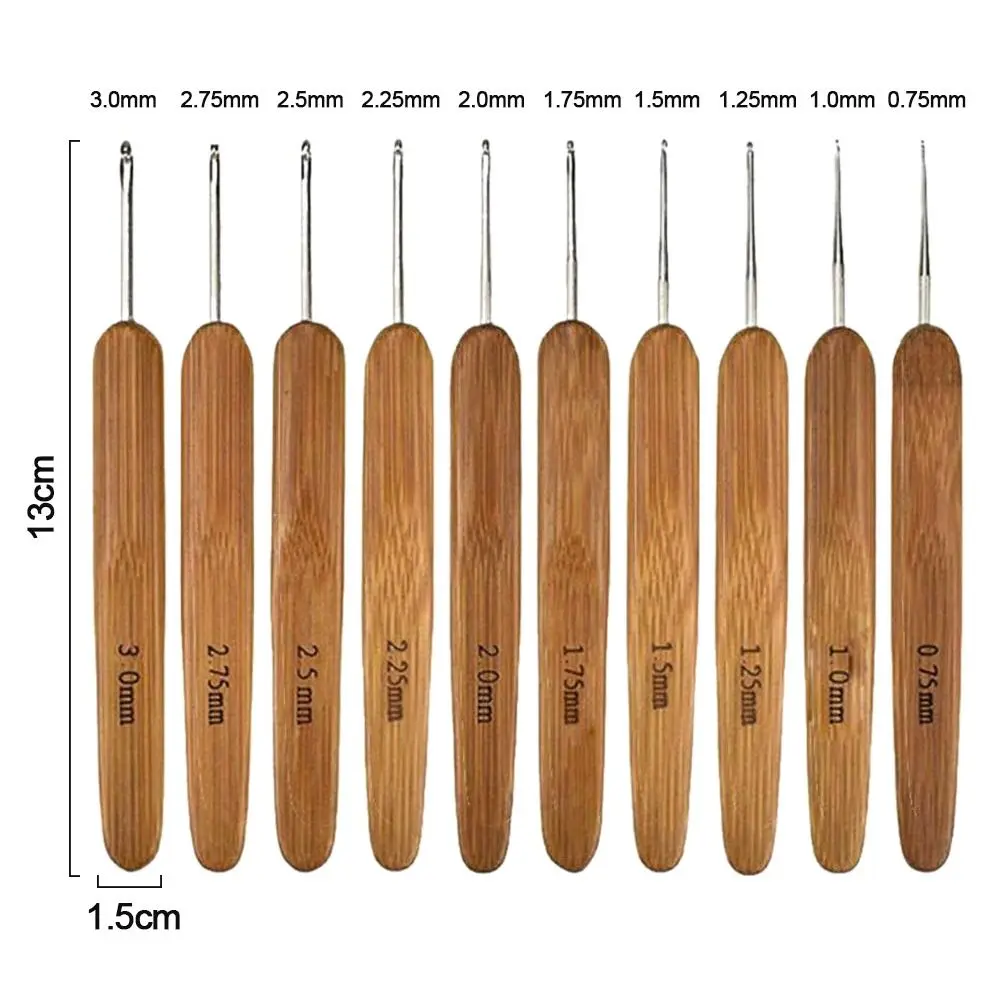 New Bamboo Wooden Crochet Hooks Small Size Long Knitting Needles Yarn Weave Tool Sweater
