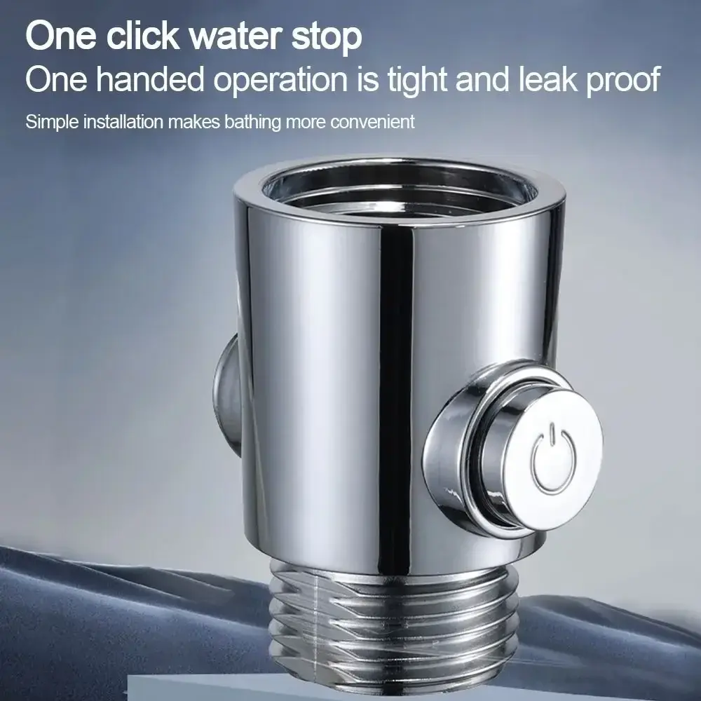 Plastic Shower Head Arm Diverter One-Button Water Pressure Control Water Stop Valve Flow Limiter Sprayer Shut-Off Switch