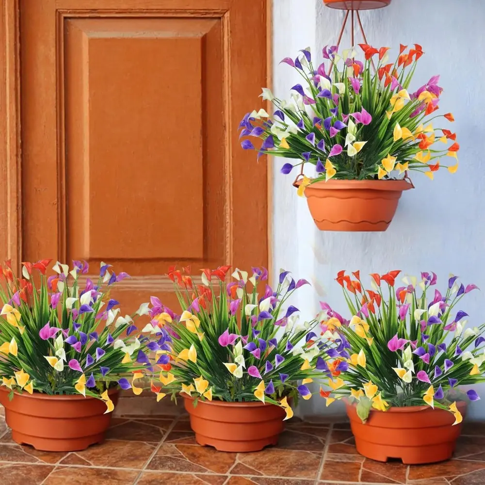 1/2/5Pcss 33cm Artificial Calla Lily Bouquet Plastic UV Protection Fake Flowers Calla Lily Artificial Flowers Home Room Decor