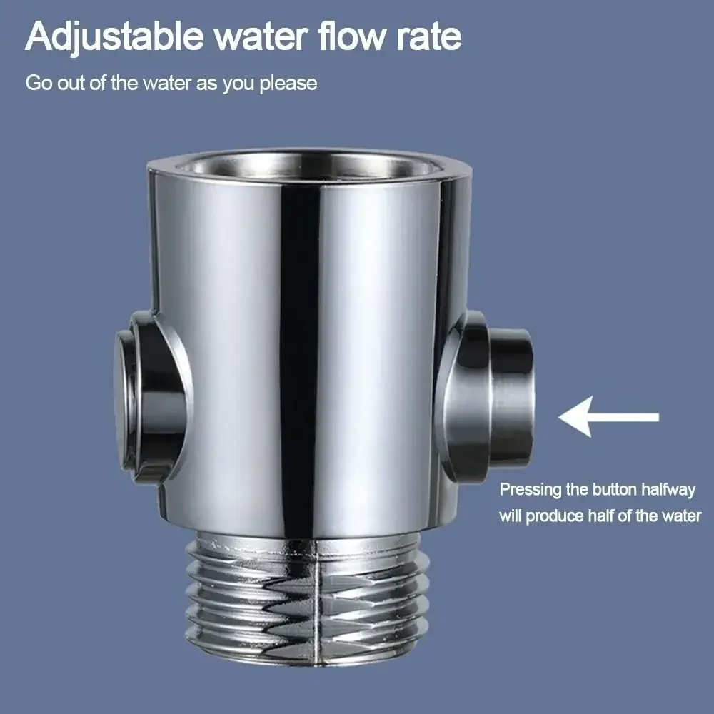 Plastic Shower Head Arm Diverter One-Button Water Pressure Control Water Stop Valve Flow Limiter Sprayer Shut-Off Switch