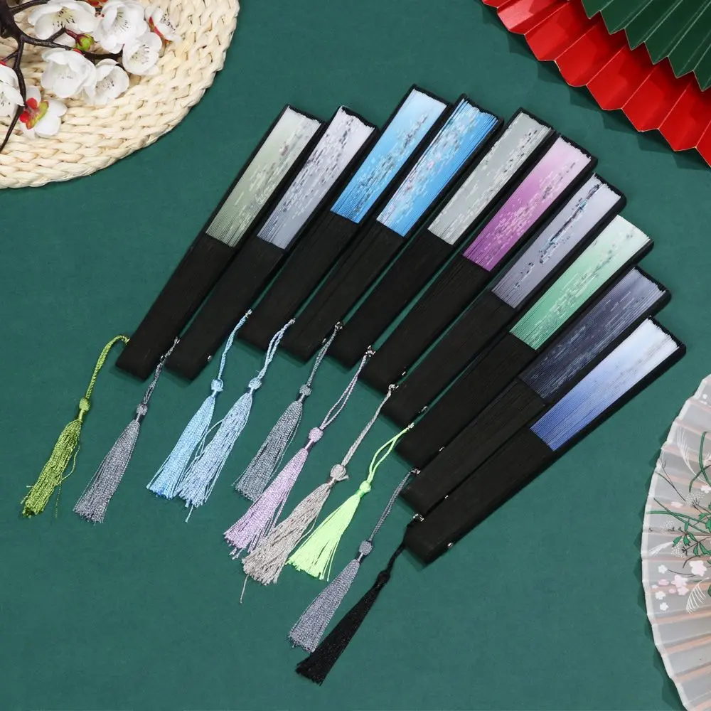 Retro Flower Pattern Home Decoration Elegent Bamboo Folding Fan Chinese Style Painting Handheld Fan Dance Performance Props