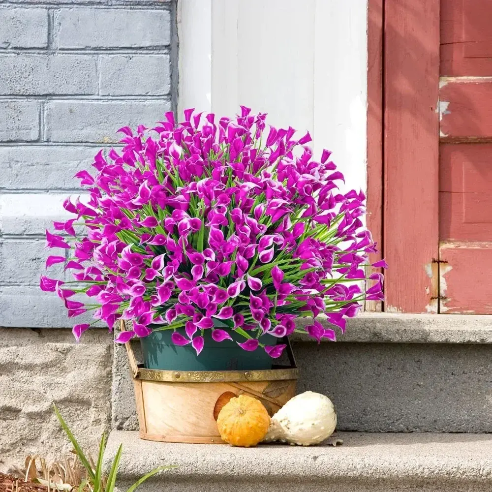 1/2/5Pcss 33cm Artificial Calla Lily Bouquet Plastic UV Protection Fake Flowers Calla Lily Artificial Flowers Home Room Decor