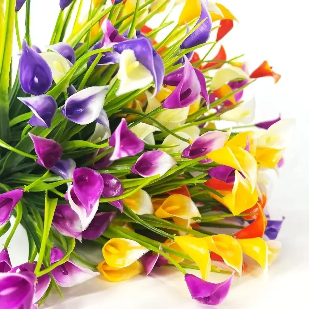 1/2/5Pcss 33cm Artificial Calla Lily Bouquet Plastic UV Protection Fake Flowers Calla Lily Artificial Flowers Home Room Decor