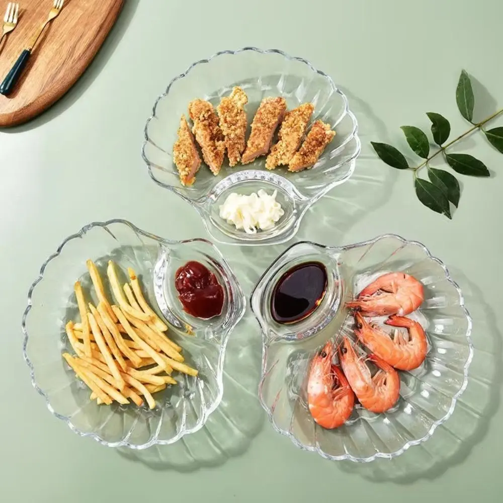 New Transparent Shell Dish with Vinegar Discs Creative Dumpling Plate Shell Spitting Dish