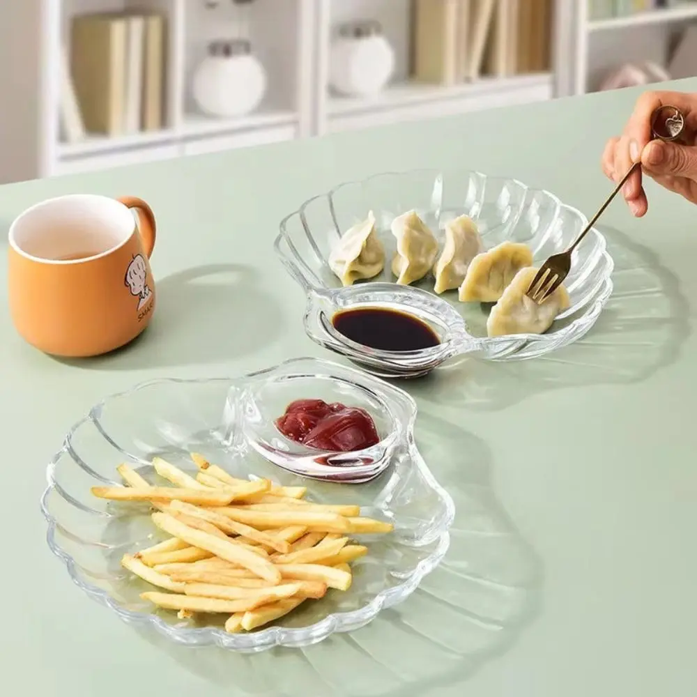 New Transparent Shell Dish with Vinegar Discs Creative Dumpling Plate Shell Spitting Dish
