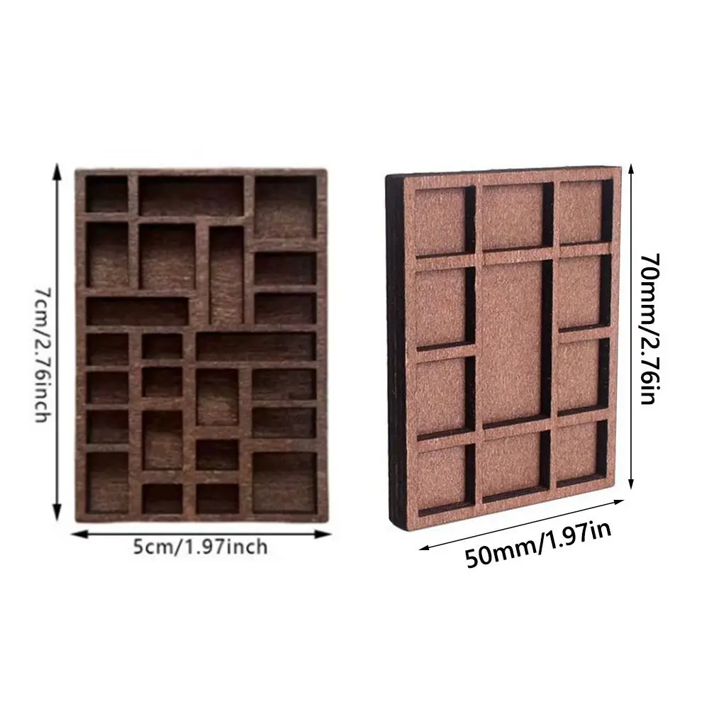 NEW Brown Miniature Trinket Shelf Variety Grids Compartments Mini Jewelry Holder Goods Display Rack Model Toy